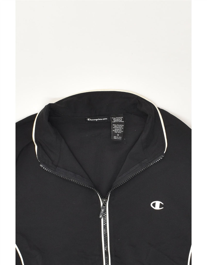 CHAMPION Womens Tracksuit Top Jacket UK 14 Medium Black Polyester | Vintage Champion | Thrift | Second-Hand Champion | Used Clothing | Messina Hembry 