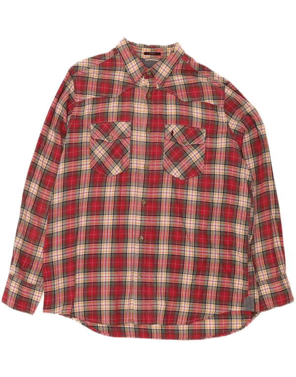 MARLBORO CLASSICS Mens Slim Fit Flannel Shirt 3XL Red Check