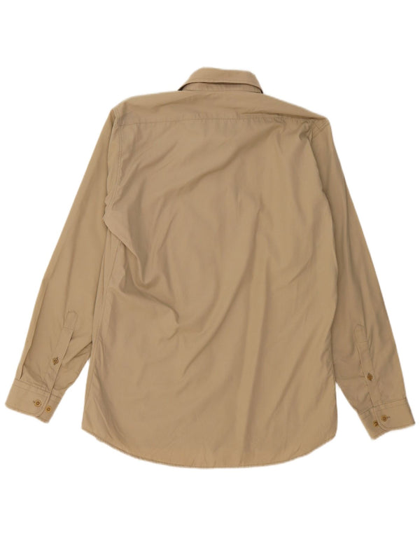 Marlboro Classics Mens Slim Fit Shirt Large Beige Cotton