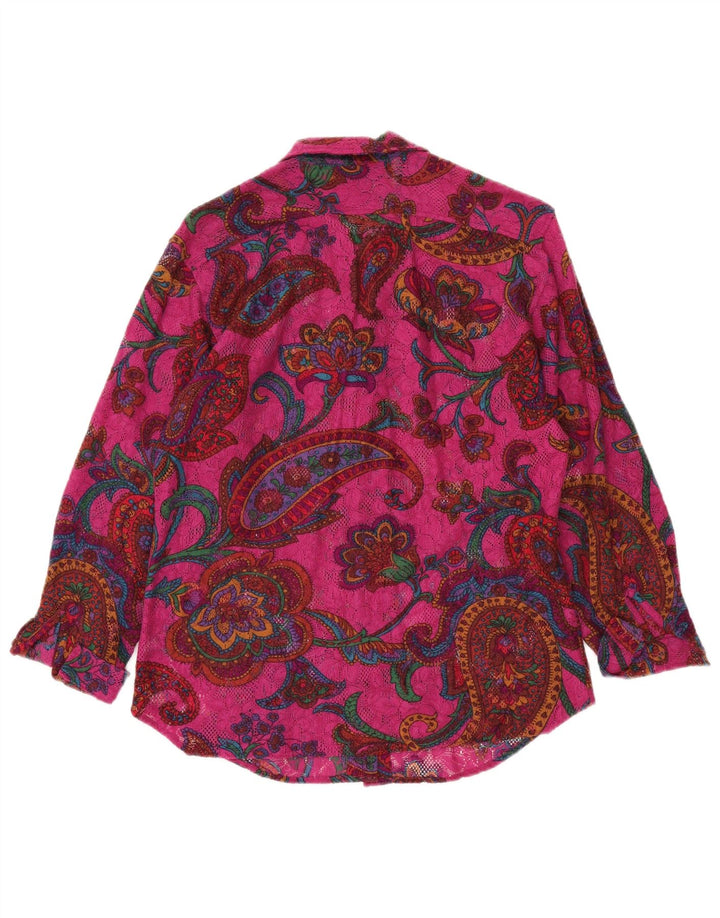 Sisley Womens Relaxed Elegance Shirt IT 42 Medium Pink Paisley Bohemian