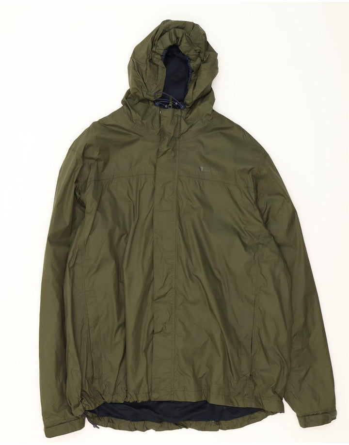 Mountain Warehouse Mens Hooded Rain Jacket UK 44 2XL Khaki Polyester