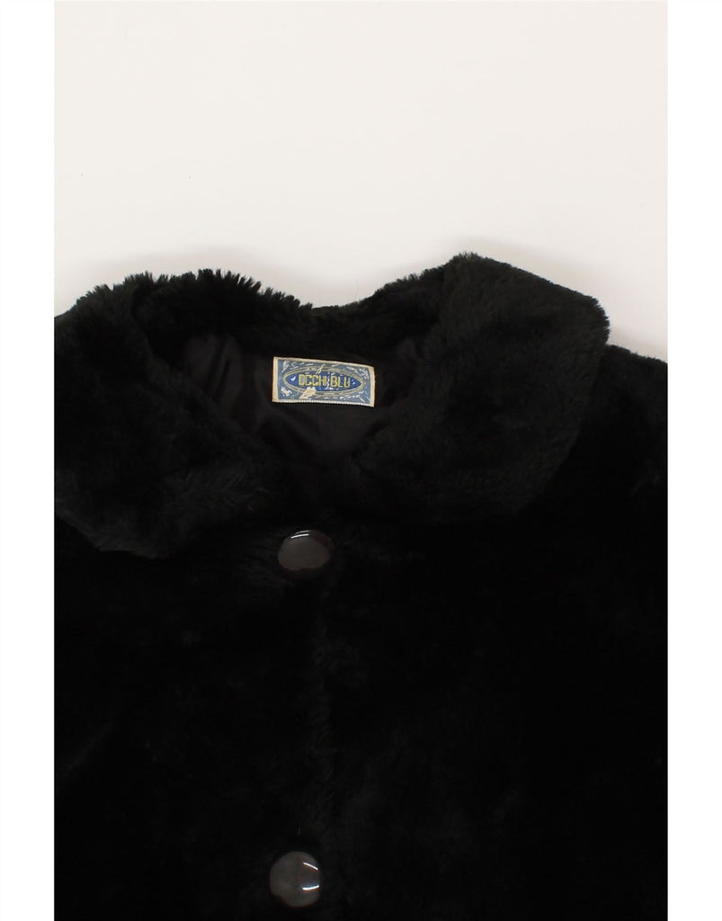 VINTAGE Womens Faux Fur Overcoat UK 18 XL Black Vintage Vintage and Second-Hand Vintage from Messina Hembry 