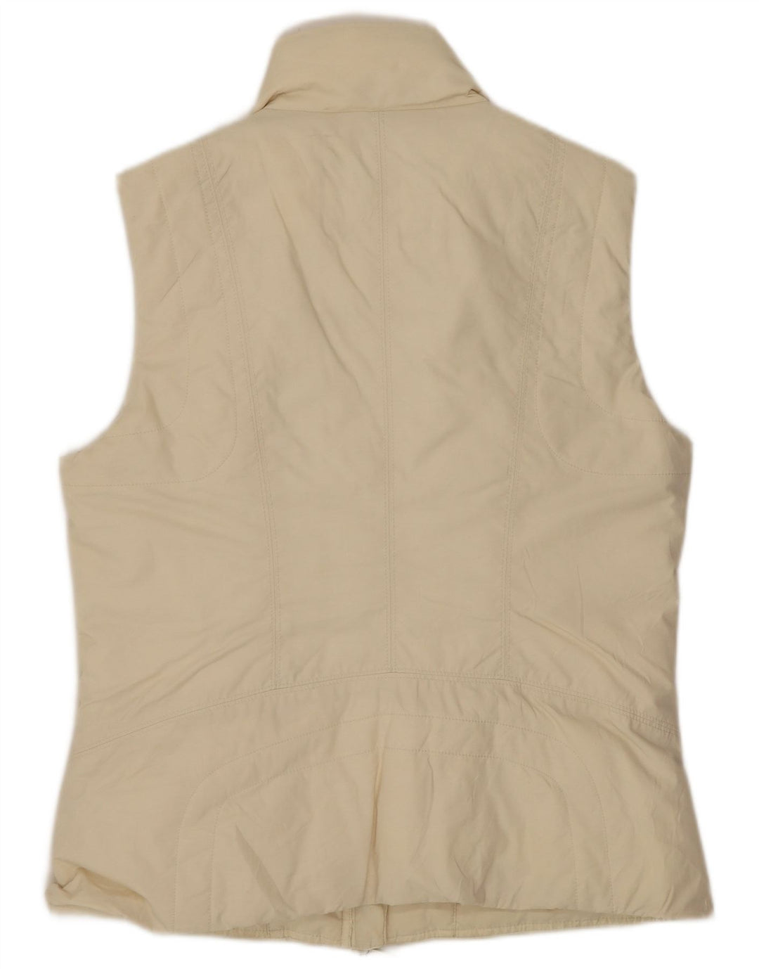 Benetton Womens Padded Gilet UK 14 Medium Off White Cotton