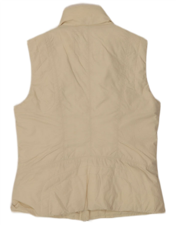 Benetton Womens Padded Gilet UK 14 Medium Off White Cotton