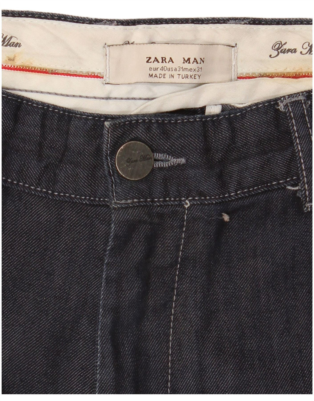 Zara Mens Straight Jeans EU 40 Medium W31 L34 Navy Blue
