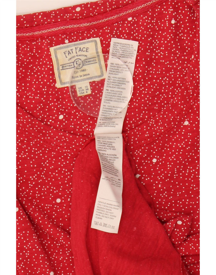 FAT FACE Womens T-Shirt Top UK 10 Small Red Spotted Cotton