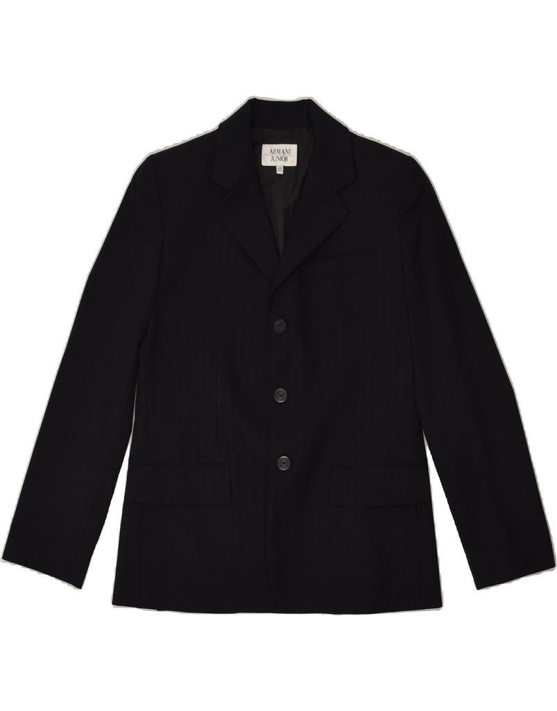 ARMANI JUNIOR Boys 3 Button Blazer Jacket 12-13 Years Black Striped Wool | Vintage Armani Junior | Thrift | Second-Hand Armani Junior | Used Clothing | Messina Hembry 