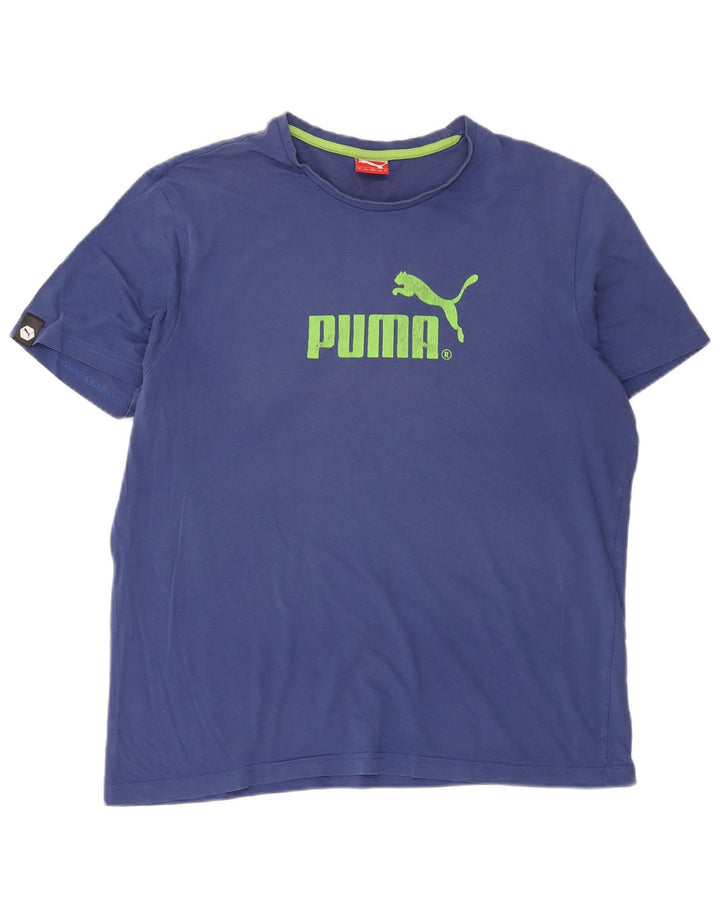 Puma Mens Graphic T-Shirt Top XL Blue Cotton