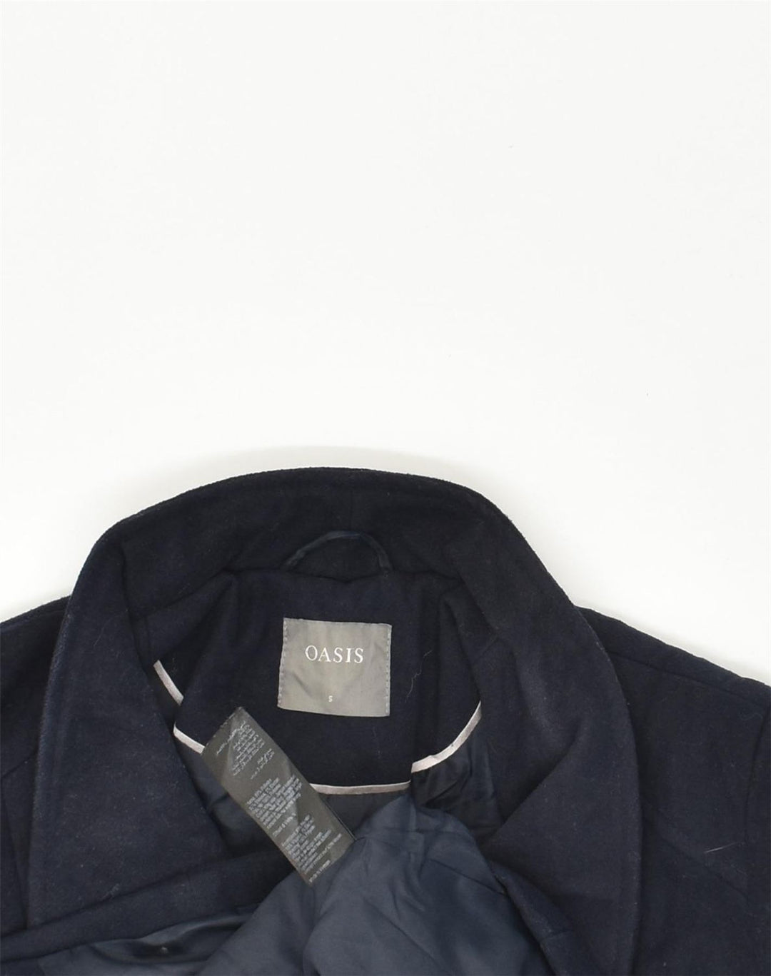 OASIS Womens Overcoat UK 10 Small Navy Blue Polyester | Vintage Oasis | Thrift | Second-Hand Oasis | Used Clothing | Messina Hembry 