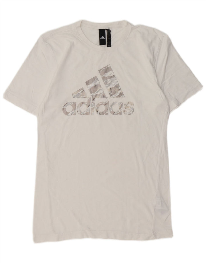 ADIDAS Mens Graphic T-Shirt Top Small White Cotton