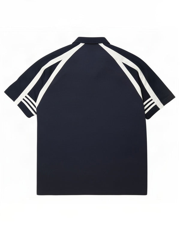 Adidas Mens Polo Shirt UK 44/46 Large Navy Blue Colourblock