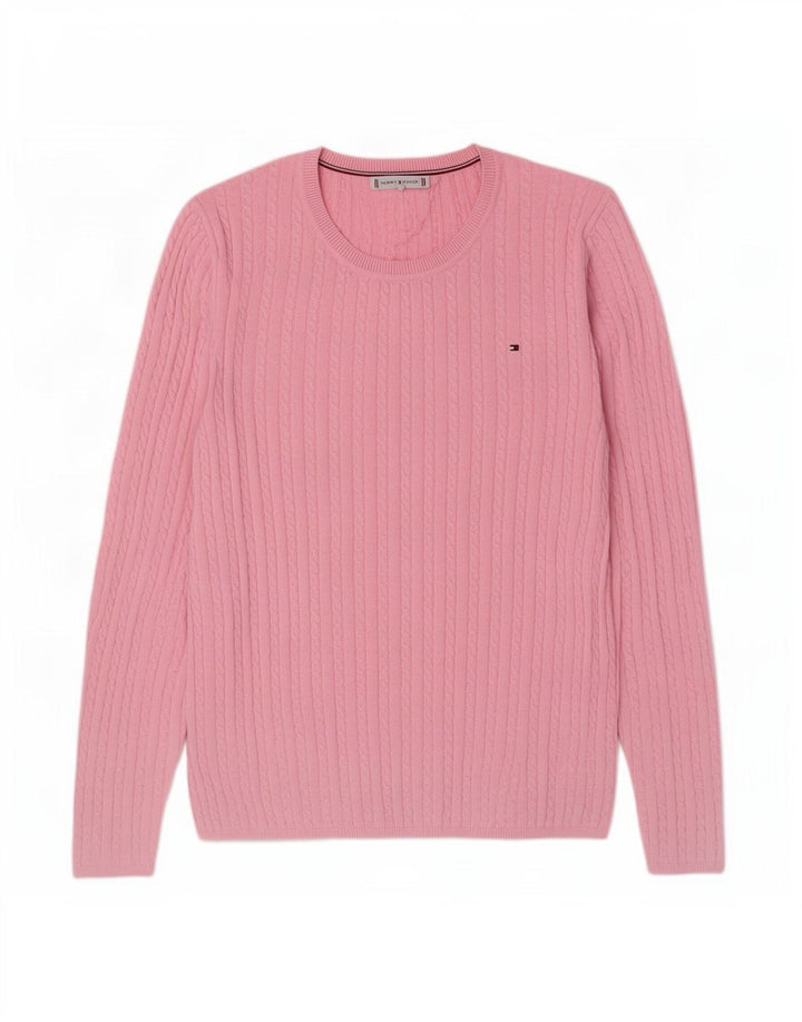 Tommy Hilfiger Mens Boat Neck Jumper Sweater Medium Pink Cotton