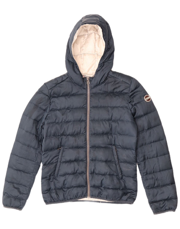 Colmar Womens Hooded Padded Jacket IT 44 Medium Navy Blue Polyester