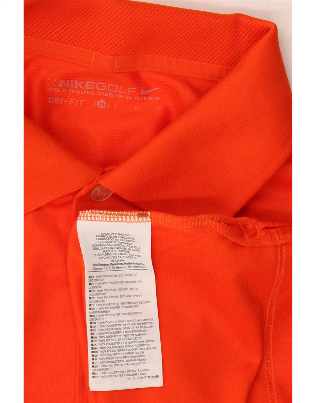 Nike Mens Polo Shirt Medium Orange Polyester