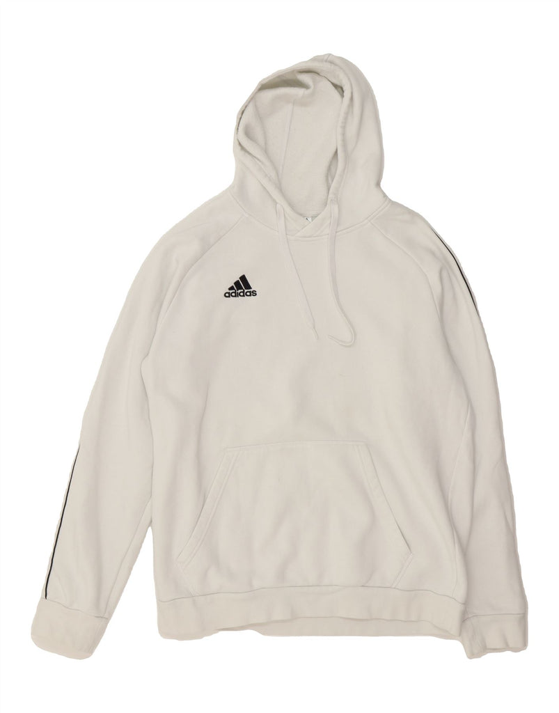 ADIDAS Mens Hoodie Jumper Large Off White Cotton Vintage Adidas and Second-Hand Adidas from Messina Hembry 
