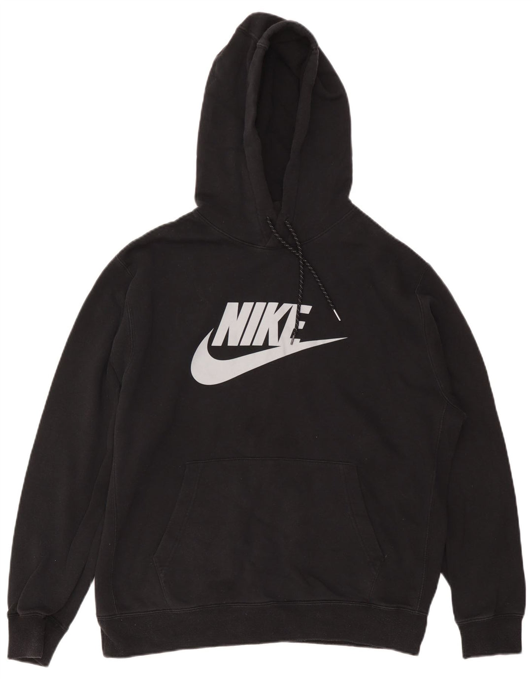 Nike Mens Graphic Hoodie Jumper Large Black Cotton