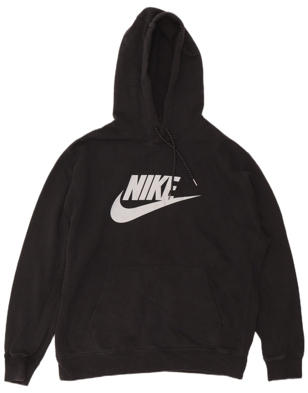 Nike Mens Graphic Hoodie Jumper Large Black Cotton