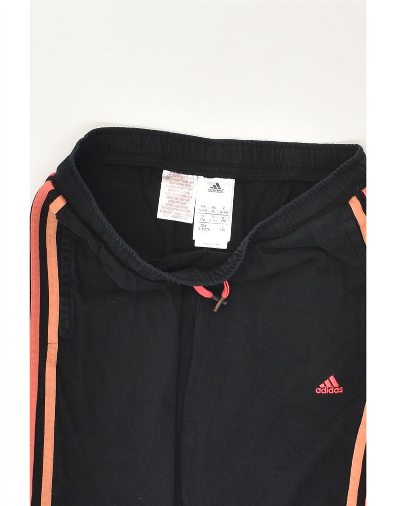 ADIDAS Girls Capri Tracksuit Trousers Joggers 14-15 Years Black Cotton | Vintage Adidas | Thrift | Second-Hand Adidas | Used Clothing | Messina Hembry 