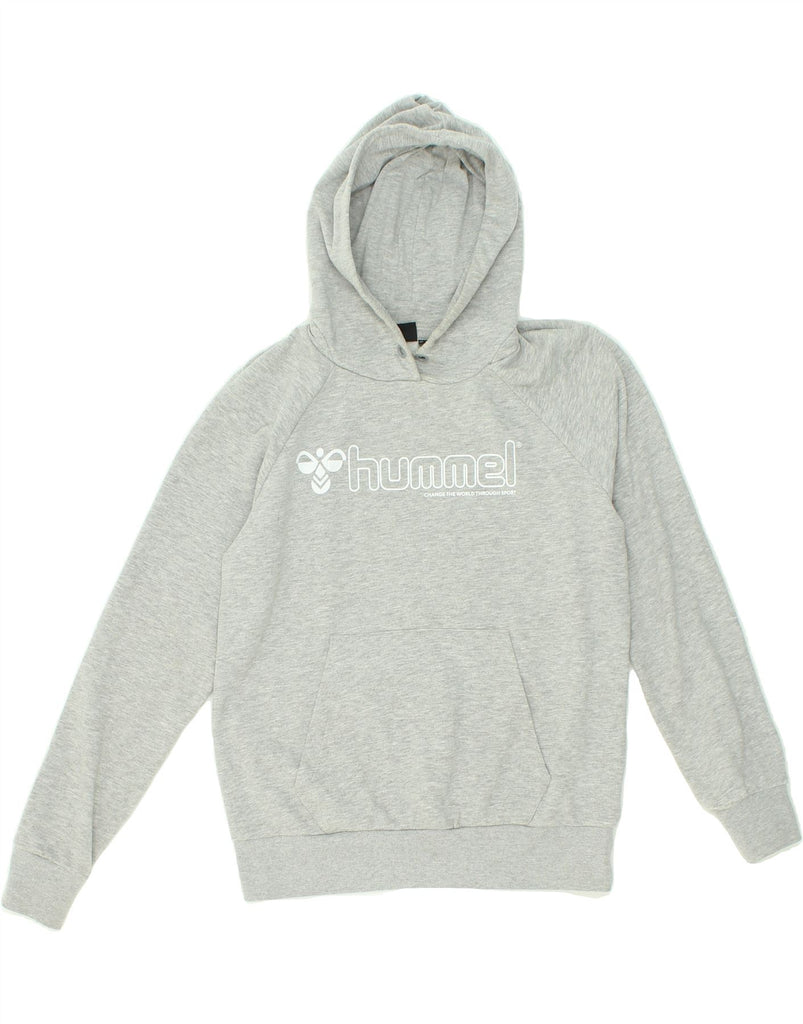 HUMMEL Womens Oversized Graphic Hoodie Jumper UK 10 Small Grey Cotton | Vintage Hummel | Thrift | Second-Hand Hummel | Used Clothing | Messina Hembry 