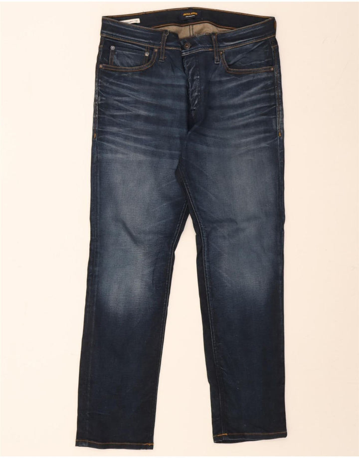 Jack & Jones Mens Tim Slim Straight Jeans W33 L30 Navy Blue