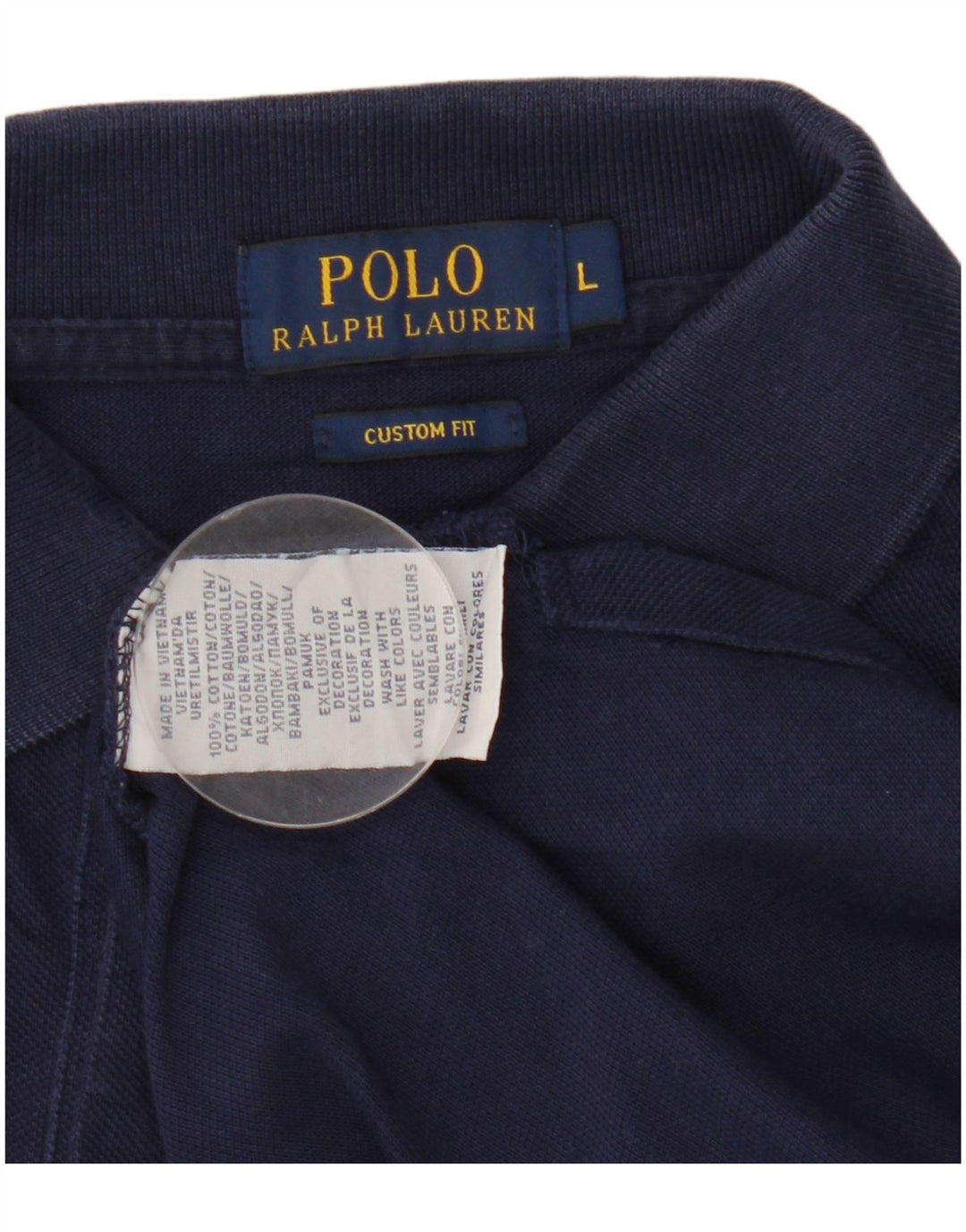 POLO RALPH LAUREN Mens Custom Fit Polo Shirt Large Navy Blue Cotton