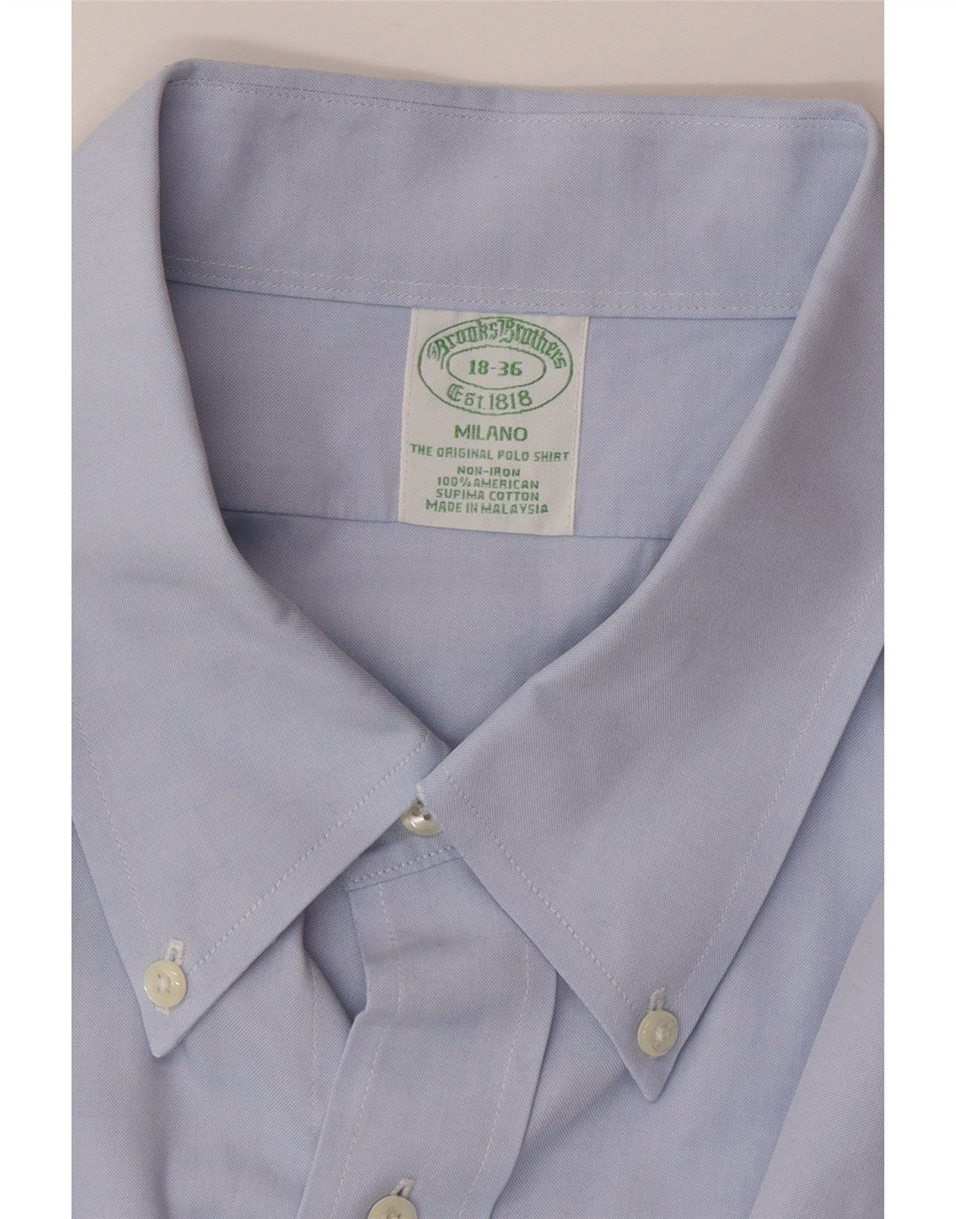 Brooks Brothers Mens Shirt Size 18 2XL Blue Cotton