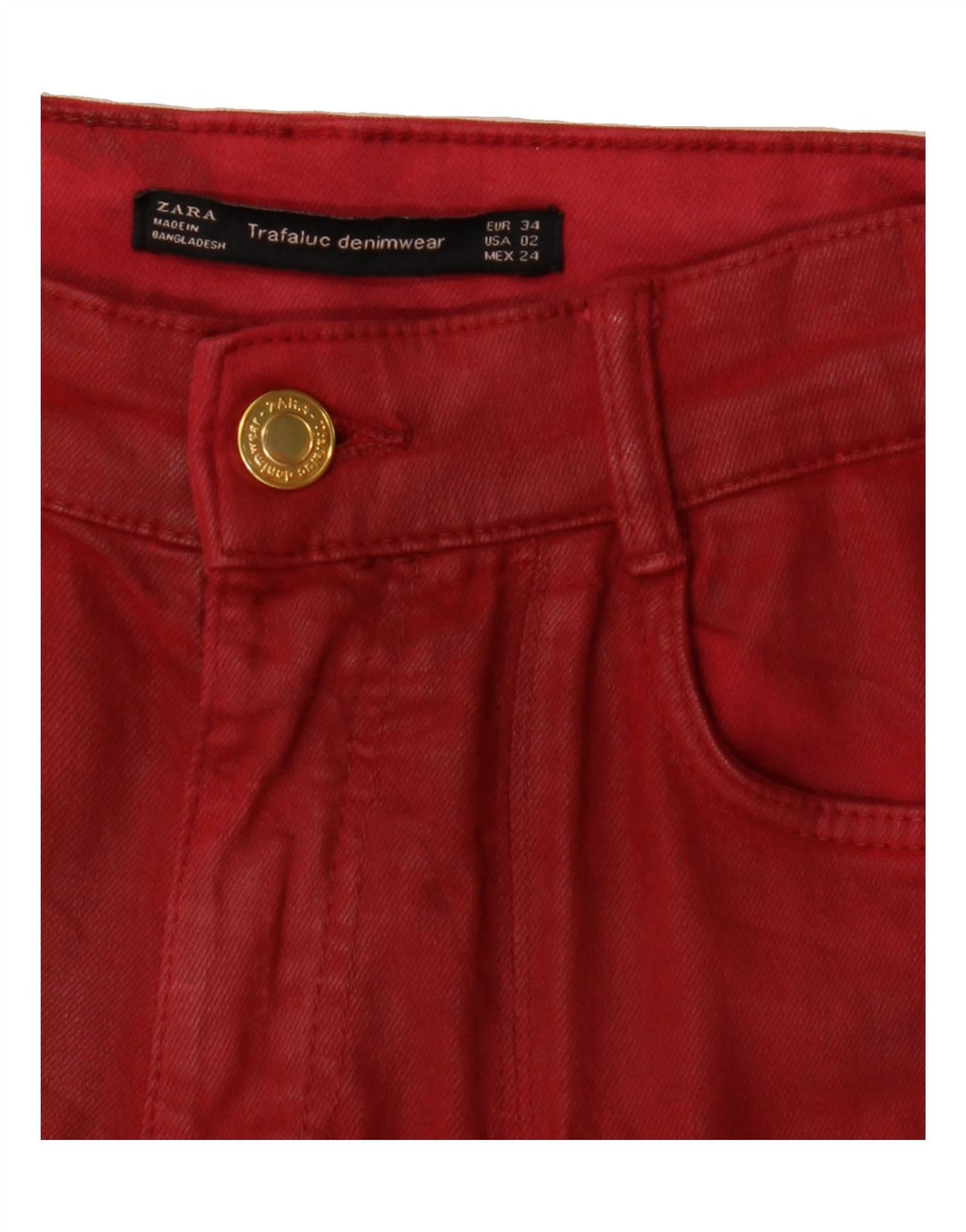 ZARA Womens Straight Jeans EU 34 2XS W26 L26 Red Vintage Zara and Second-Hand Zara from Messina Hembry 