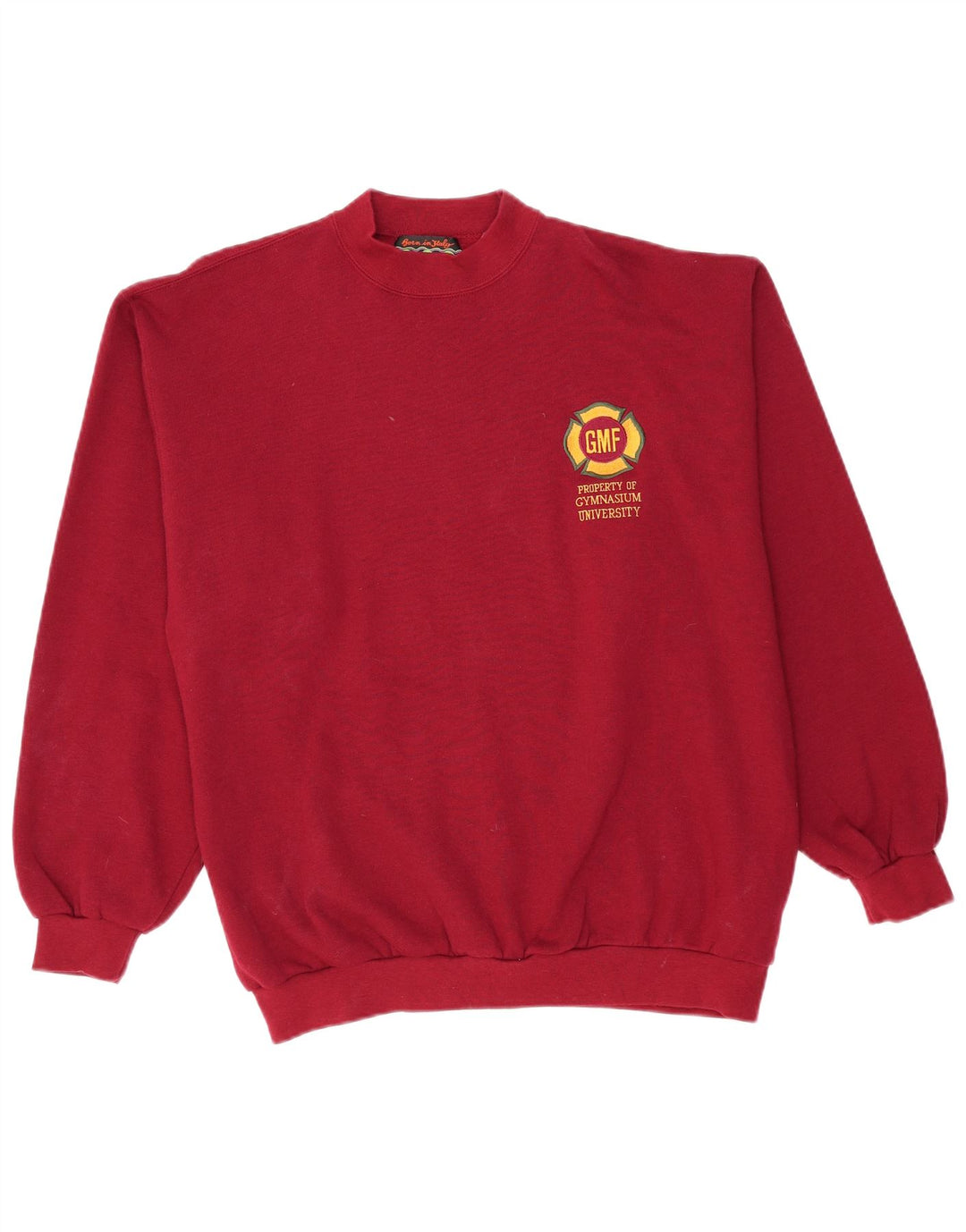 GYMNASIUM Mens Graphic Sweatshirt Jumper Large Burgundy
