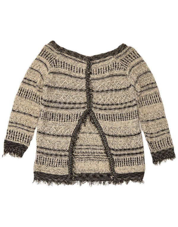 Zara Womens Boat Neck Jumper Sweater UK 14 Large Grey Striped