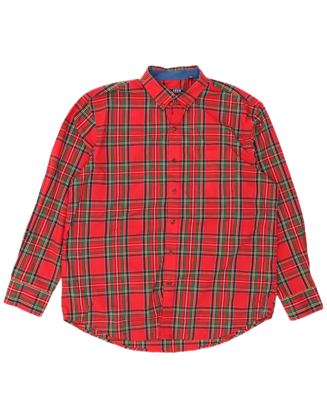 IZOD Mens Shirt XL Red Check Cotton