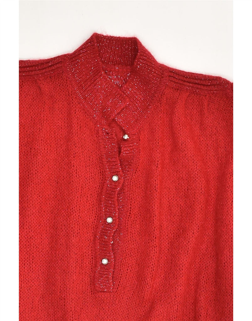 VINTAGE Womens 3/4 Sleeve Polo Neck Jumper Sweater UK 16 Large Red | Vintage Vintage | Thrift | Second-Hand Vintage | Used Clothing | Messina Hembry 