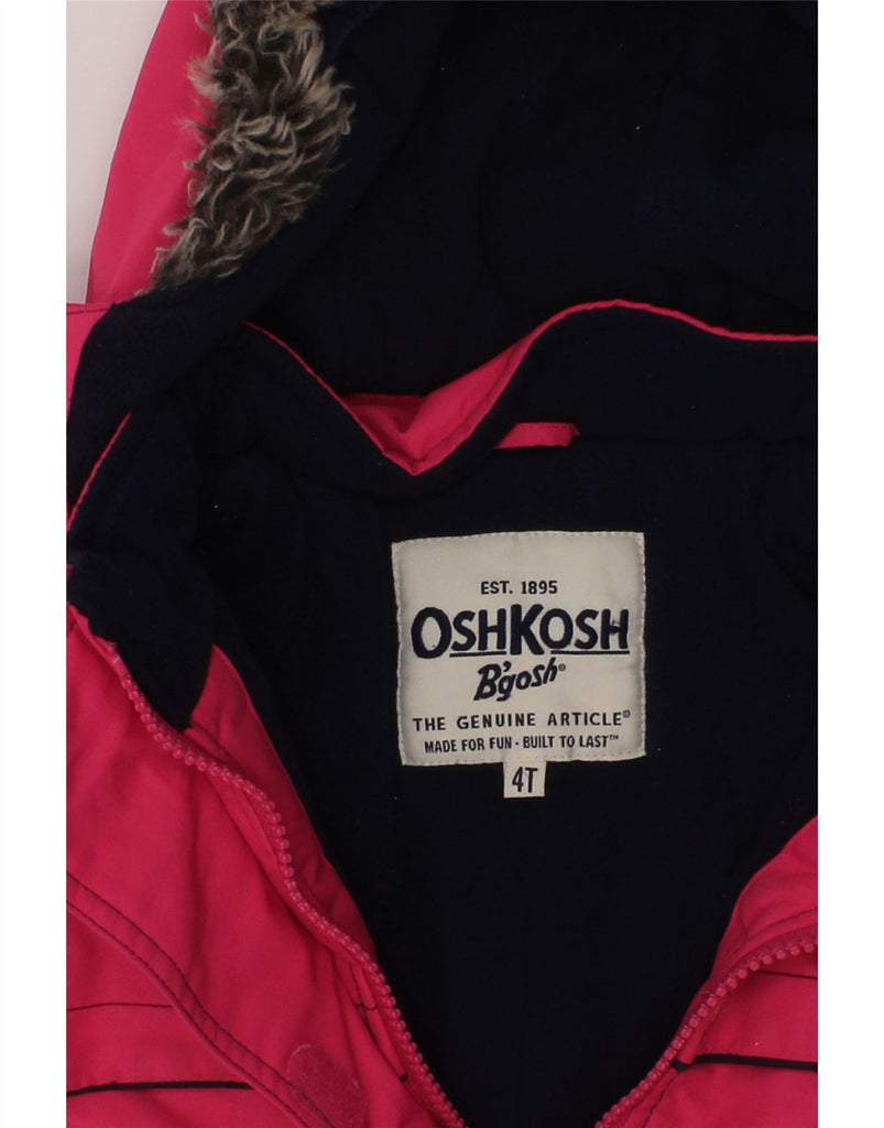 OSH KOSH Girls Hooded Padded Jacket 3-4 Years Pink Polyester | Vintage Osh Kosh | Thrift | Second-Hand Osh Kosh | Used Clothing | Messina Hembry 