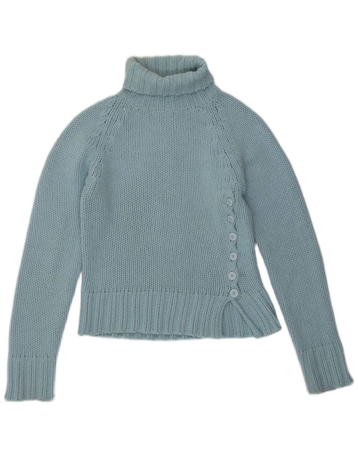 Zara Womens Roll Neck Jumper Sweater UK 14 Large Blue Acrylic