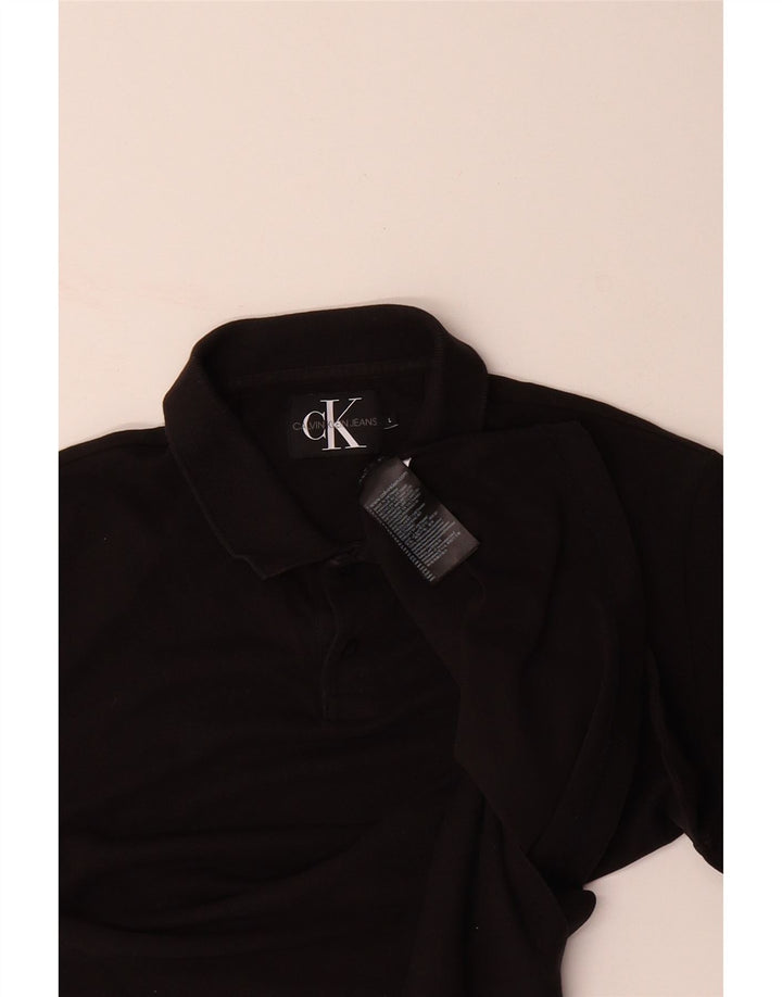 CALVIN KLEIN JEANS Mens Polo Shirt Large Black Cotton