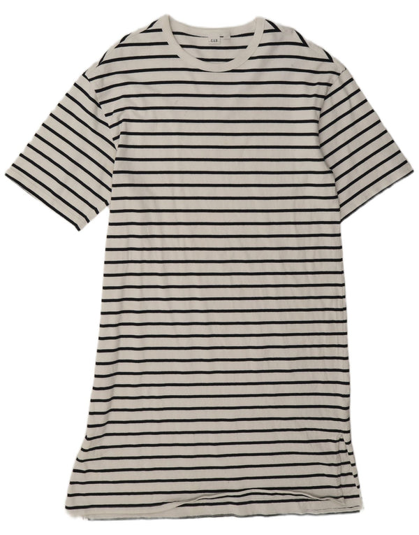 Gap Womens T-Shirt Dress UK 14 Medium White Striped Cotton