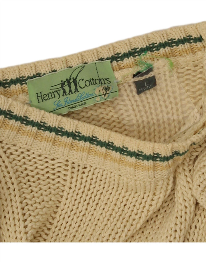 Henry Cottons Mens Boat Neck Jumper Sweater Large Yellow