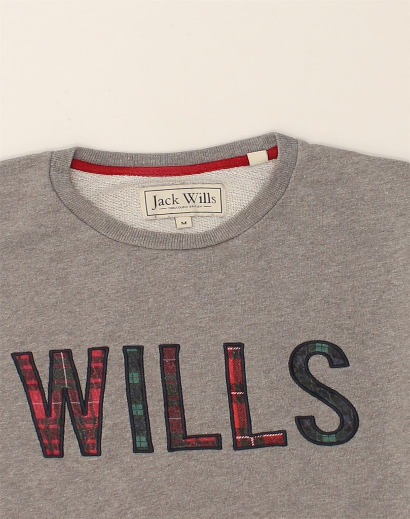 JACK WILLS Mens Graphic Sweatshirt Jumper Medium Grey Cotton | Vintage Jack Wills | Thrift | Second-Hand Jack Wills | Used Clothing | Messina Hembry 