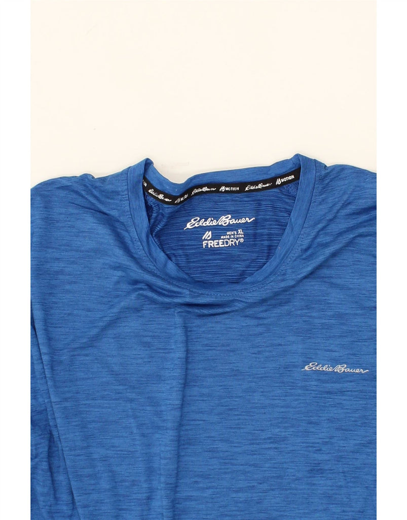 EDDIE BAUER Mens T-Shirt Top XL Blue Flecked Polyester Vintage Eddie Bauer and Second-Hand Eddie Bauer from Messina Hembry 