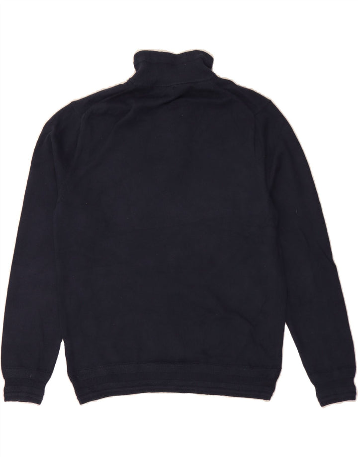 J. CREW Womens Zip Neck Jumper Sweater UK 14 Medium Navy Blue Cotton Vintage J. Crew and Second-Hand J. Crew from Messina Hembry 