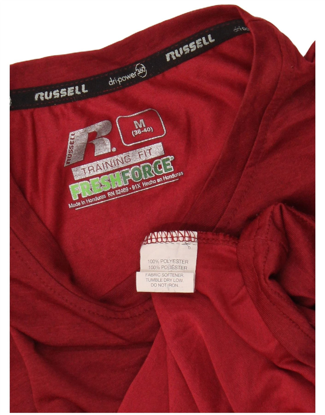 RUSSELL ATHLETIC Mens Dri-Power T-Shirt Top UK 38/40 Medium Red Polyester