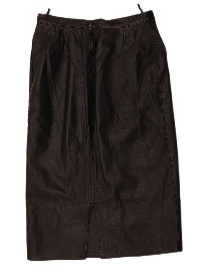 Vintage Womens Leather Skirt W28 Medium Black