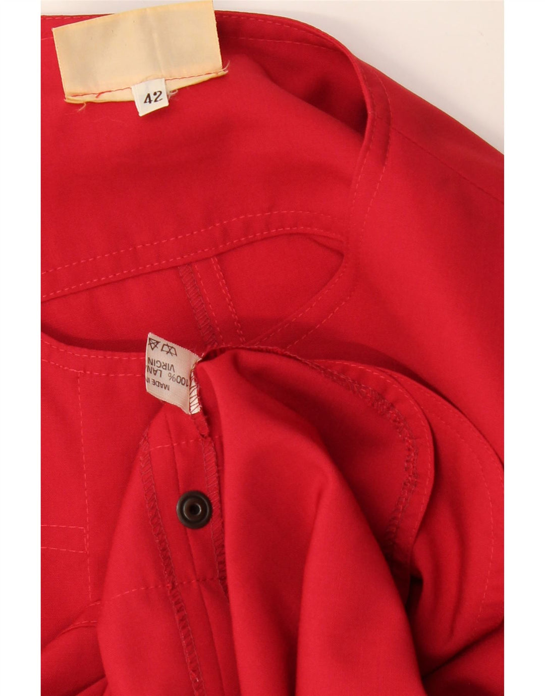 VINTAGE Womens Shirt Blouse IT 42 Medium Red Virgin Wool