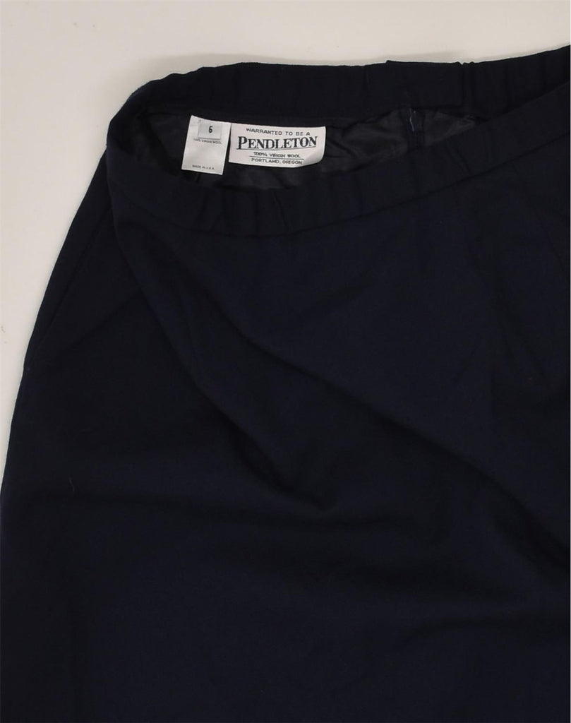 PENDLETON Womens Straight Skirt UK 6 XS W27 Navy Blue Virgin Wool | Vintage Pendleton | Thrift | Second-Hand Pendleton | Used Clothing | Messina Hembry 