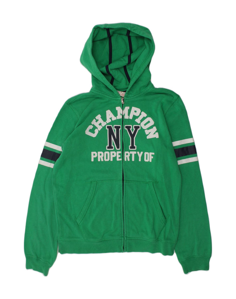 CHAMPION Boys Graphic Zip Hoodie Sweater 11-12 Years Large  Green Cotton | Vintage Champion | Thrift | Second-Hand Champion | Used Clothing | Messina Hembry 