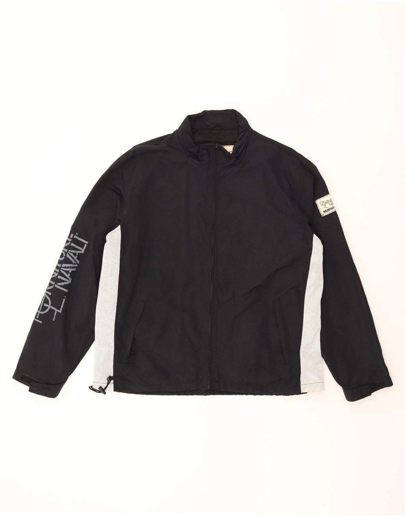 MURPHY NYE Mens Tracksuit Top Jacket XL Black Colourblock Nylon