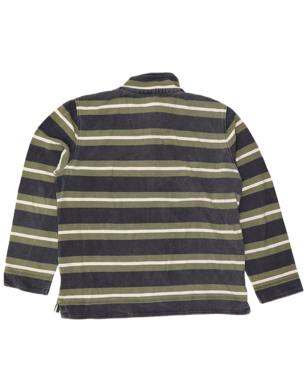 Crew Clothing Mens Zip Neck Sweatshirt Jumper XL Green Striped Cotton