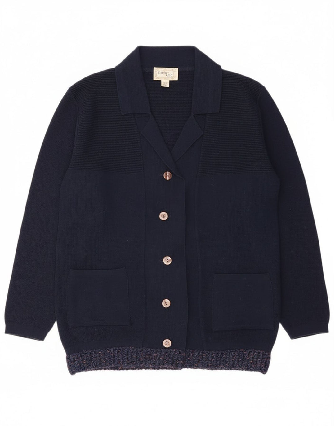 Vintage Womens Cardigan Sweater IT 48 XL Navy Blue Acrylic