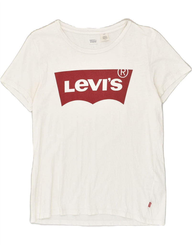 LEVI'S Womens Graphic T-Shirt Top UK 10 Small White Cotton | Vintage Levi's | Thrift | Second-Hand Levi's | Used Clothing | Messina Hembry 