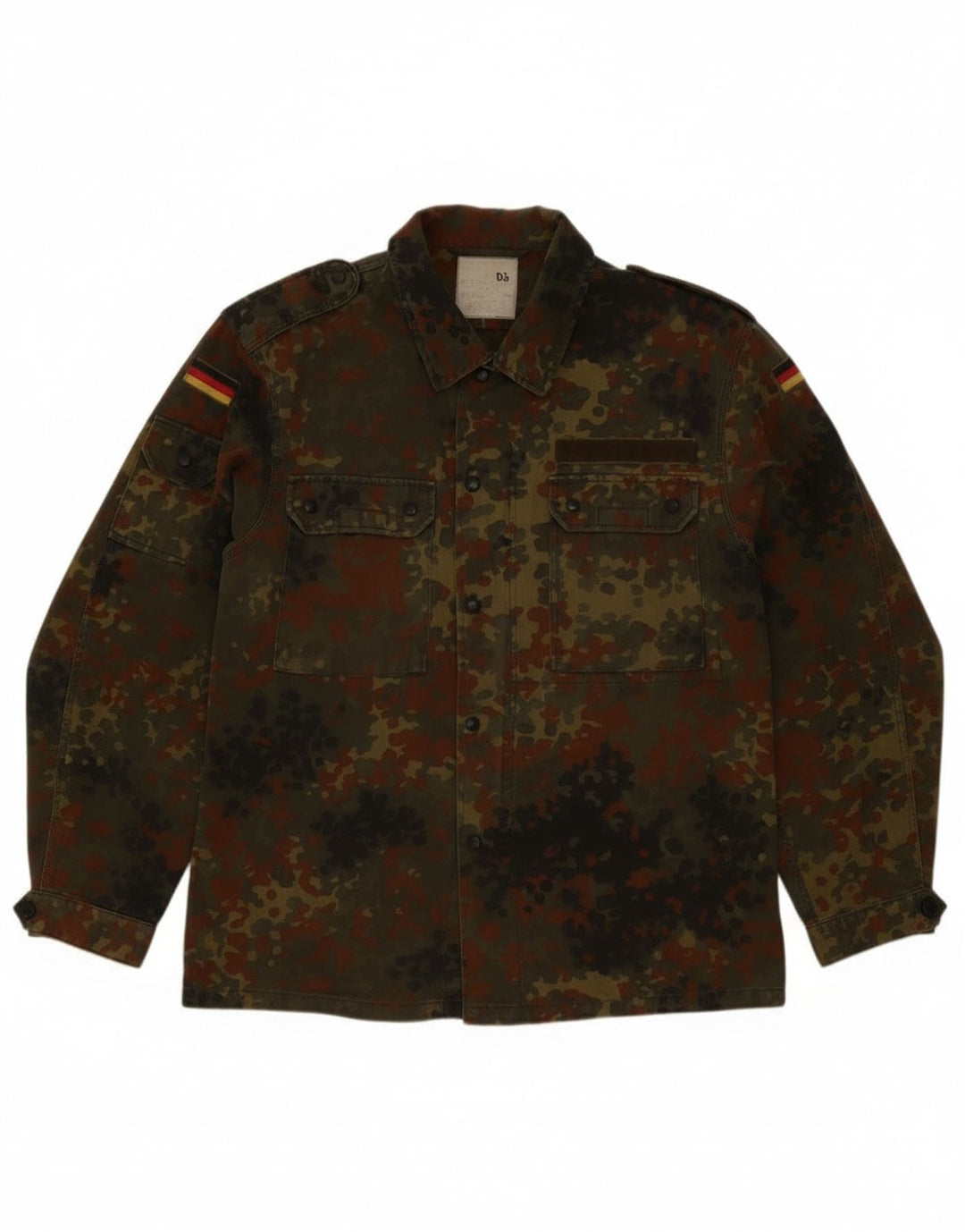 Vintage Mens Military Jacket UK 38 Medium Khaki Camouflage Cotton
