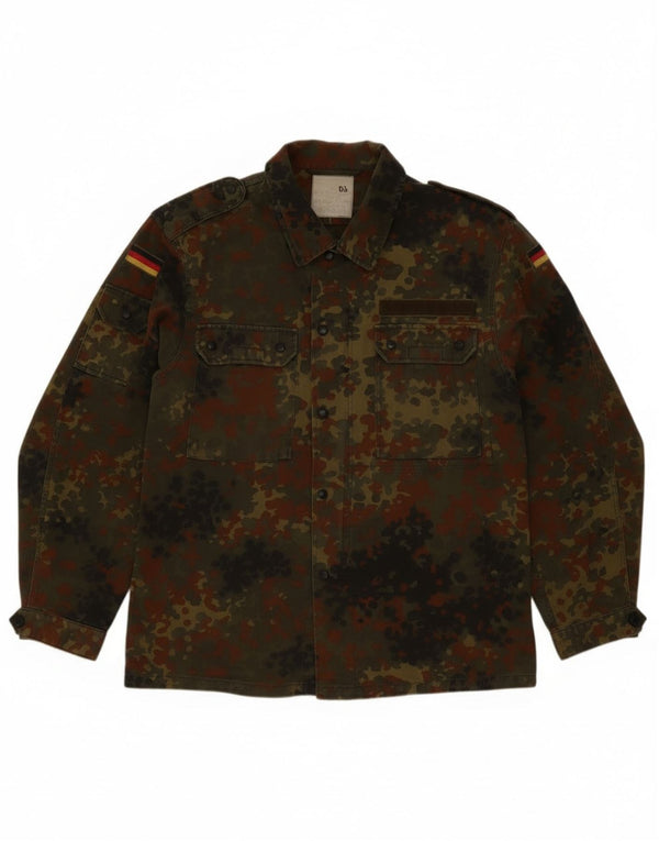 Vintage Mens Military Jacket UK 38 Medium Khaki Camouflage Cotton